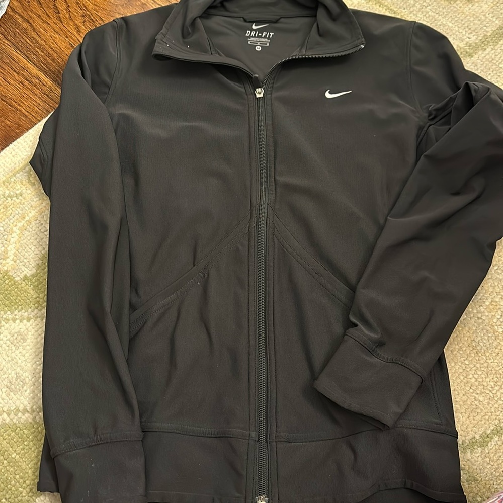 Nike Dri-Fit Zip Up Black Jacket with Pockets M